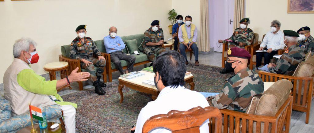 Lt Governor discusses Covid preparedness with senior Army officials of Northern & Western Commands