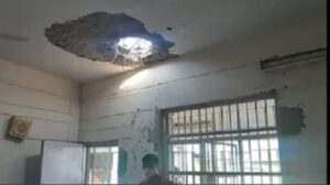 Blast site inside Jammu airport in which drones were used to trigger IED