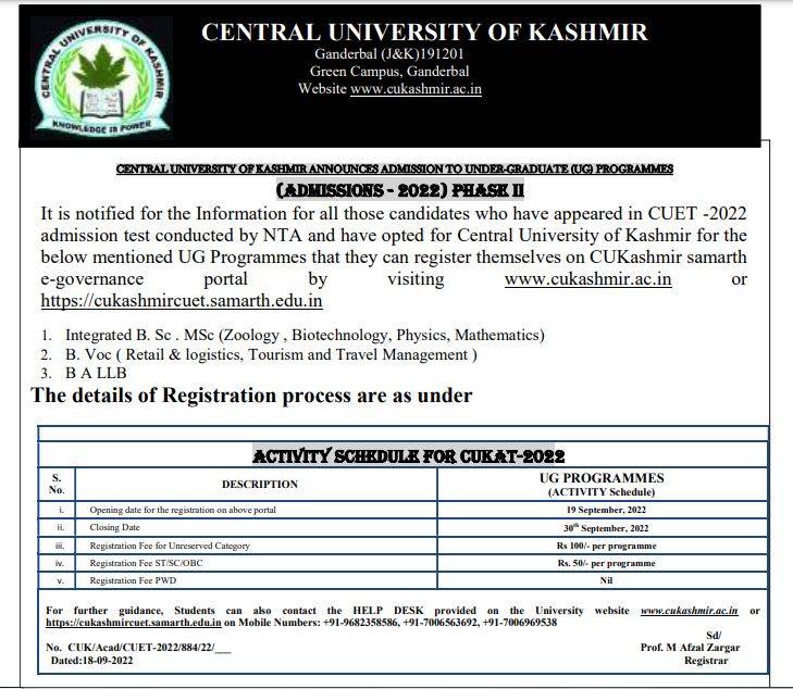 phd admission 2022 university of kashmir