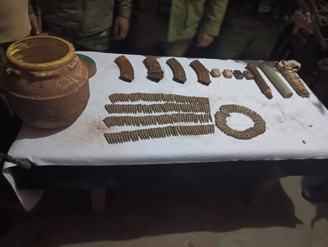 Police recovers a cache of arms and ammunition in Simbli Mahore