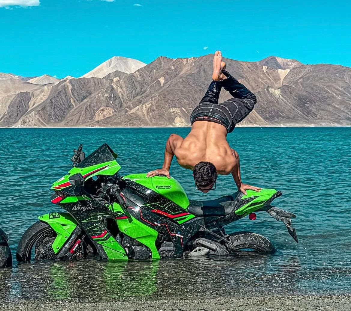 Superbike stunt at Pangong Lake in Ladakh lands vlogger in legal soup