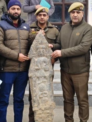 Another stone idol recovered from Jhelum in Kashmir