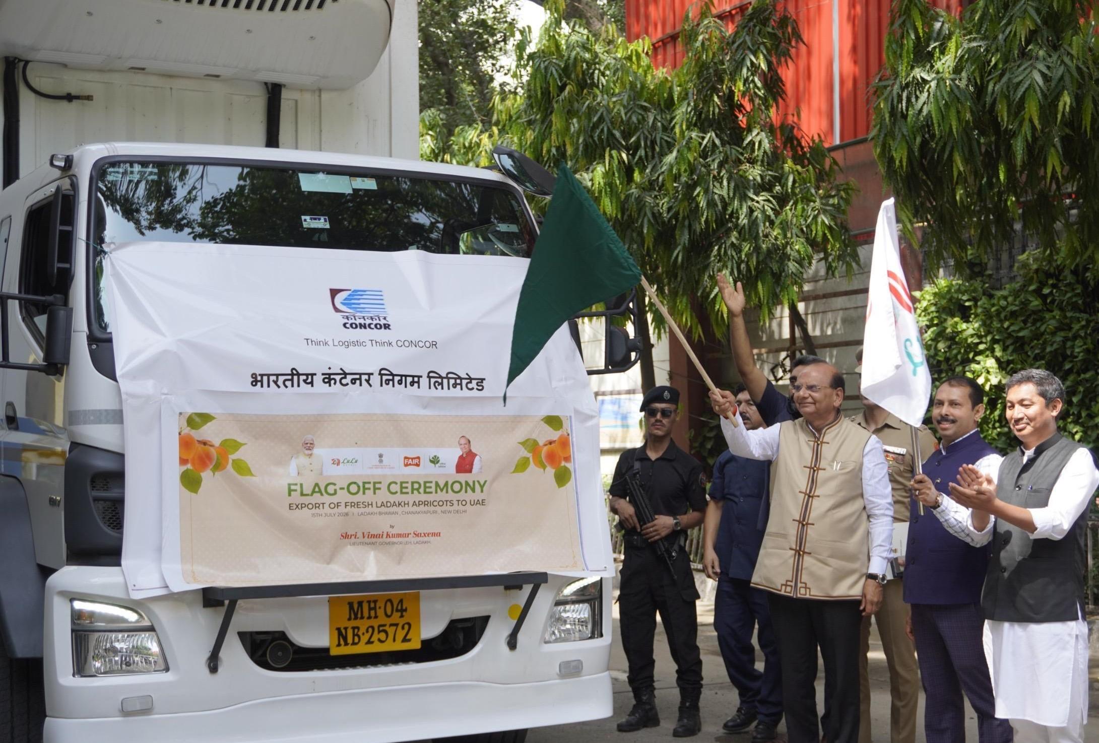 First consignment of Ladakh’s apricots to UAE flagged off by LG Saxena