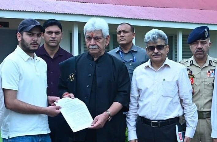 LG hands over appointment letter to son of cop recently killed in Anantnag terrorist attack
