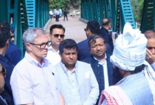 CM Omar meets flash flood victims in Rajouri