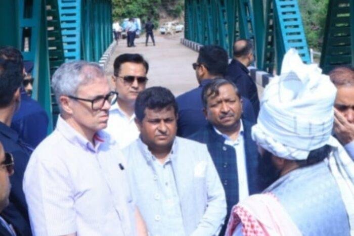 CM Omar meets flash flood victims in Rajouri