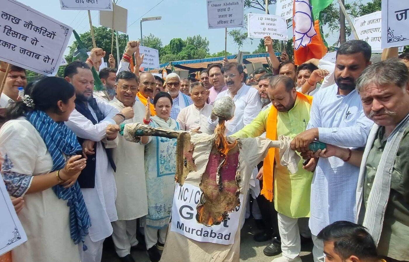 BJP protests against “failure” of NC Govt to fulfill poll promises