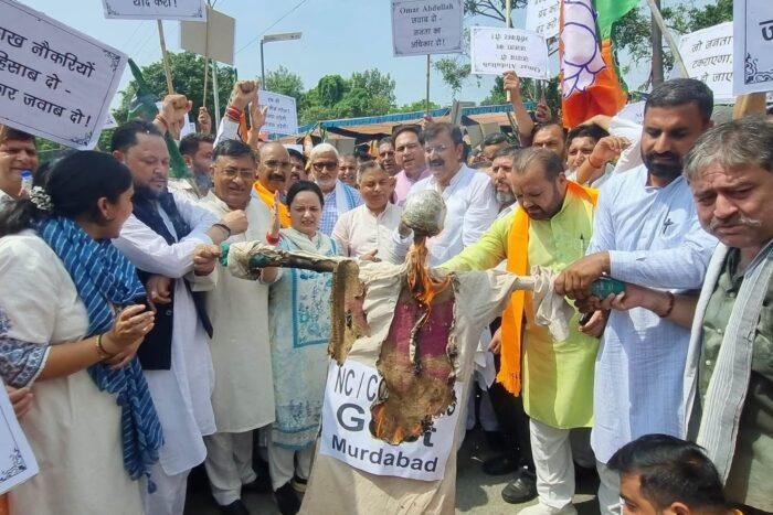 BJP protests against “failure” of NC Govt to fulfill poll promises