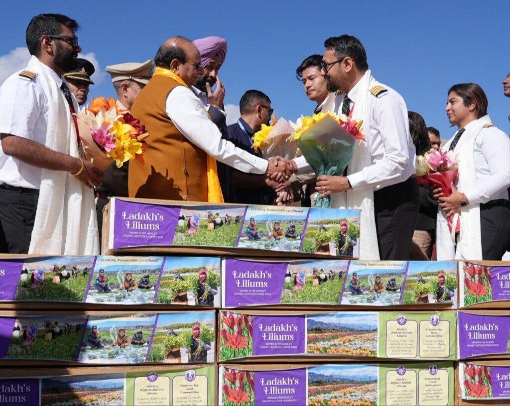 First air consignment of high-altitude Liliums flagged off from Ladakh by LG Saxena
